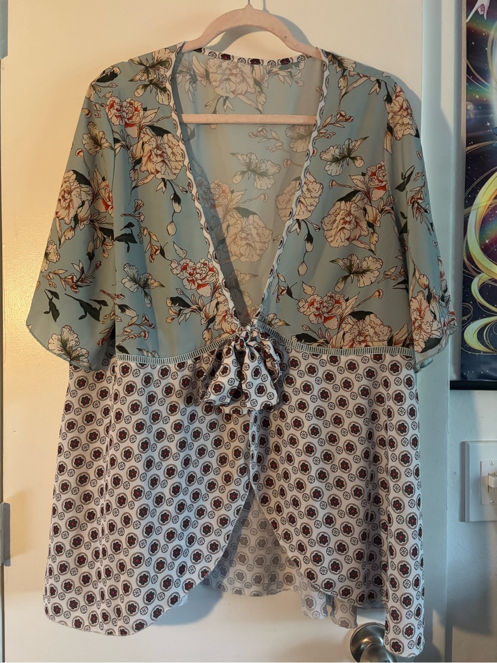 Floral Tie-Front Lightweight Kimono